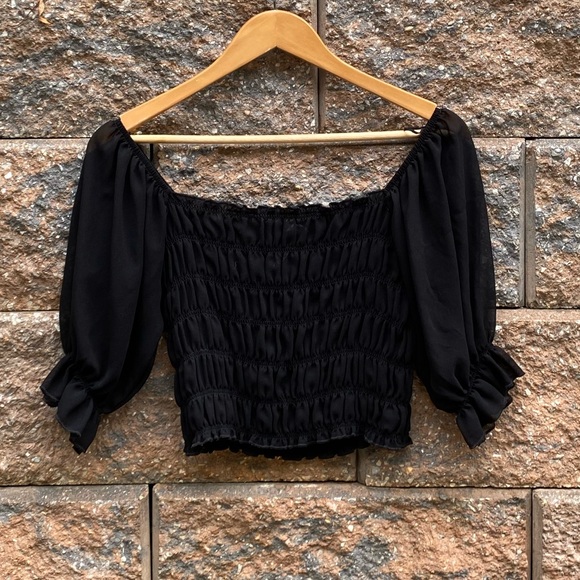 Garage Tops - Garage Off Shoulder Ruffle Long Sleeve Blouse
